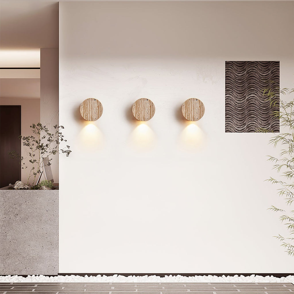 Caelan Travertine Wall Light, Hardwired Wall Sconce, detail 11