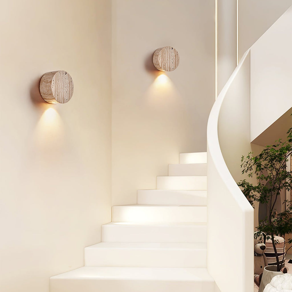 Caelan Travertine Wall Light, Hardwired Wall Sconce, detail 15