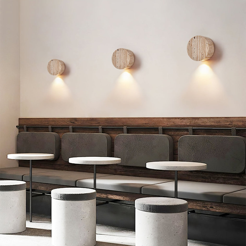 Caelan Travertine Wall Light, Hardwired Wall Sconce, detail 9