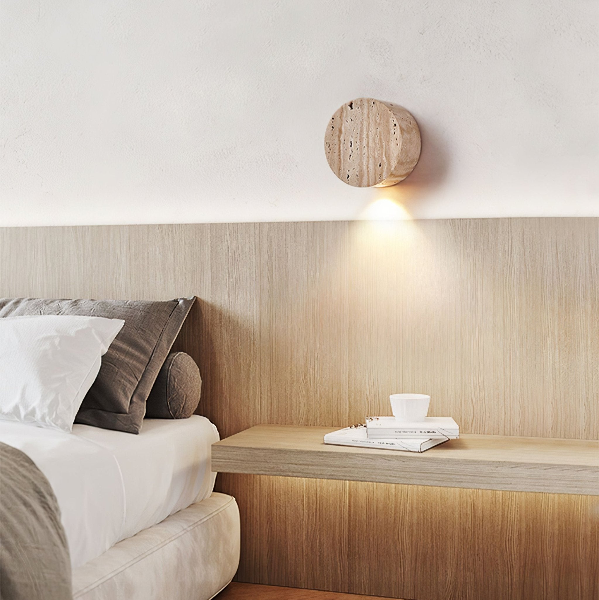 Caelan Travertine Wall Light, Hardwired Wall Sconce, detail 10