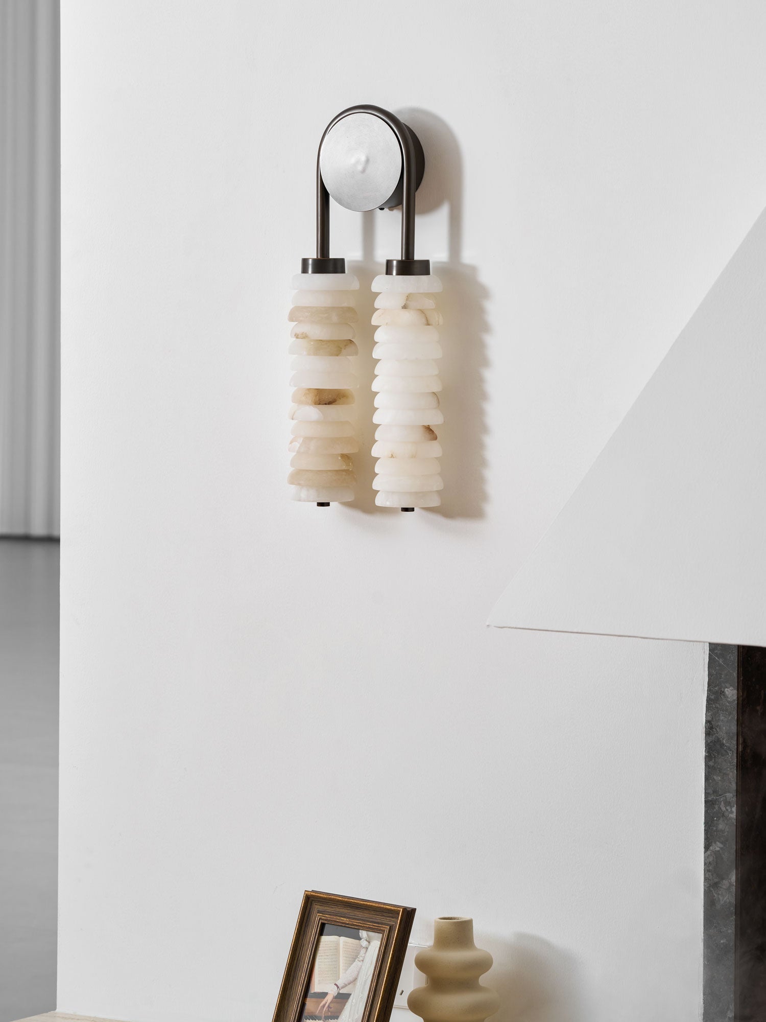 Calla Ribbed Alabaster Wall Light, Hardwired Wall Sconce, detail 59