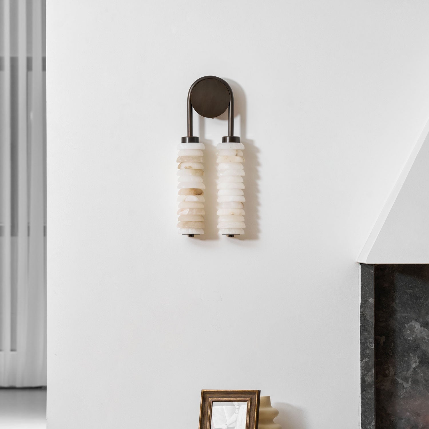 Calla Ribbed Alabaster Wall Light, Hardwired Wall Sconce, detail 4