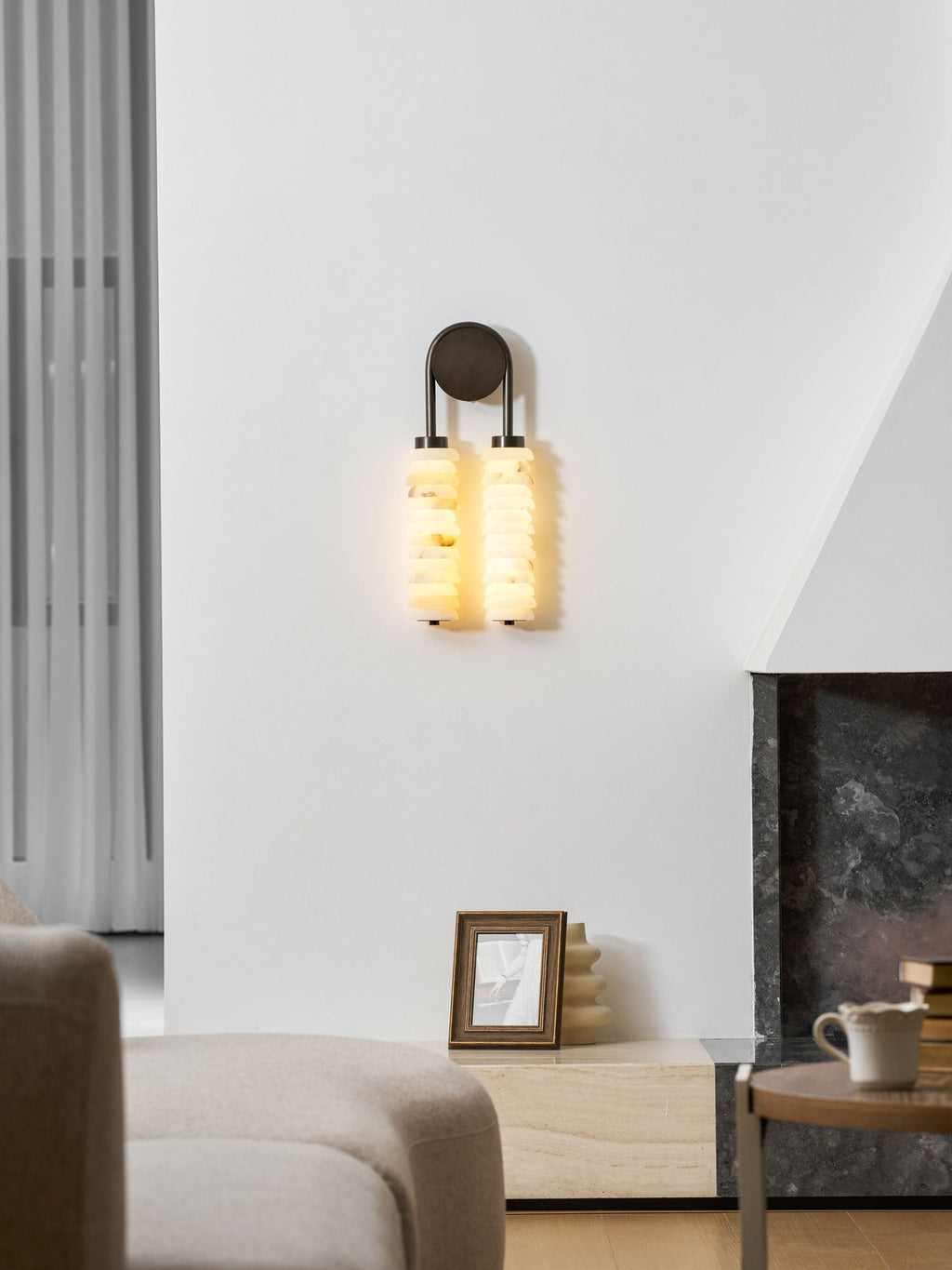 Calla Ribbed Alabaster Wall Light, Hardwired Wall Sconce, detail 61