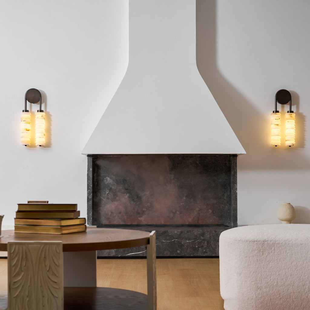 Calla Ribbed Alabaster Wall Light, Hardwired Wall Sconce, detail 5