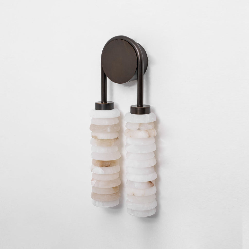 Calla Ribbed Alabaster Wall Light, Hardwired Wall Sconce, detail 63