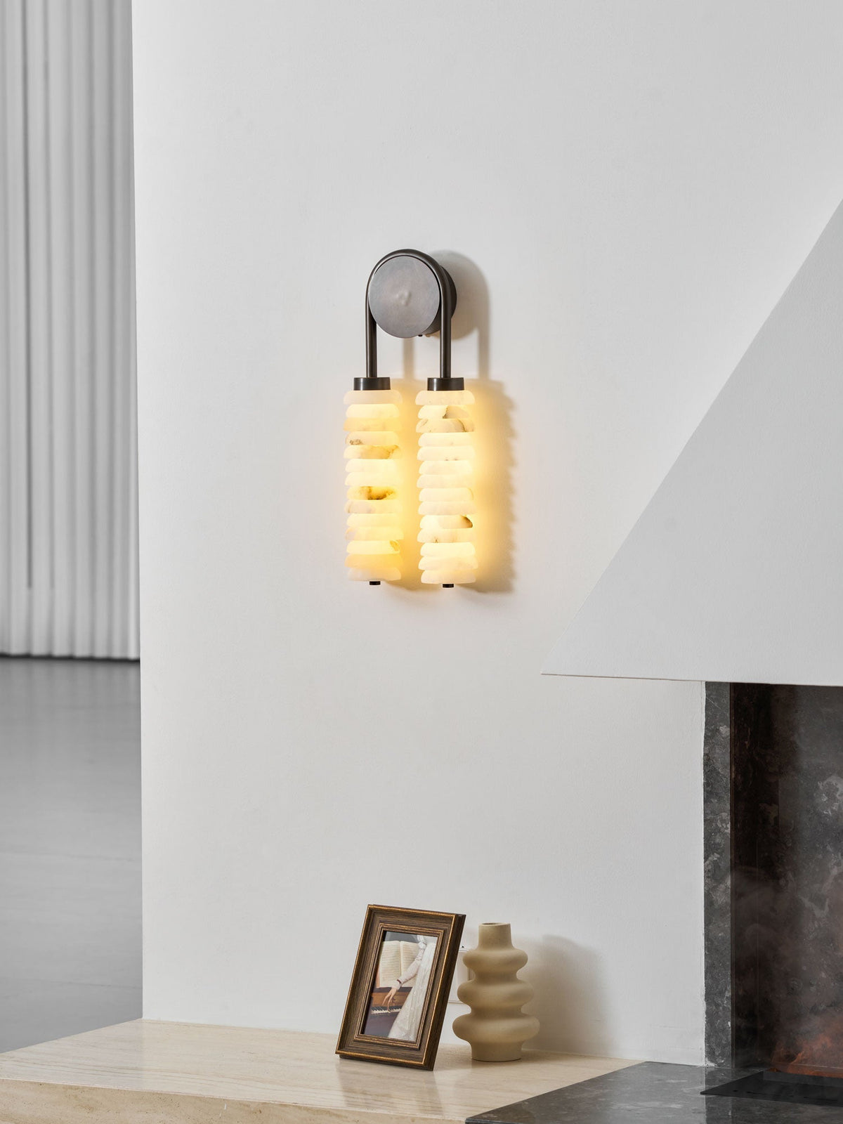 Calla Ribbed Alabaster Wall Light, Hardwired Wall Sconce, detail 58