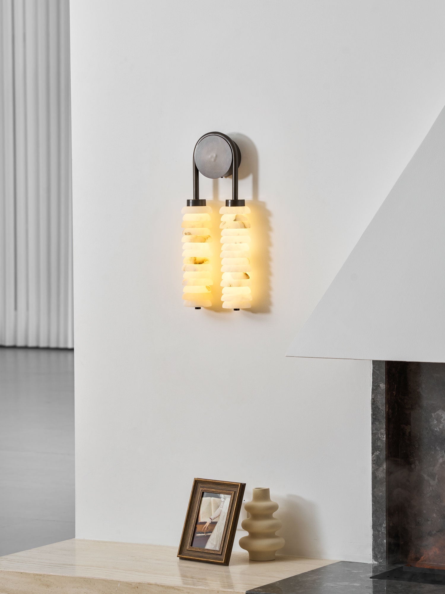 Calla Ribbed Alabaster Wall Light, Hardwired Wall Sconce, detail 58