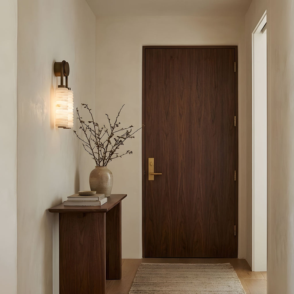 Calla Ribbed Alabaster Wall Light, Hardwired Wall Sconce, detail 11