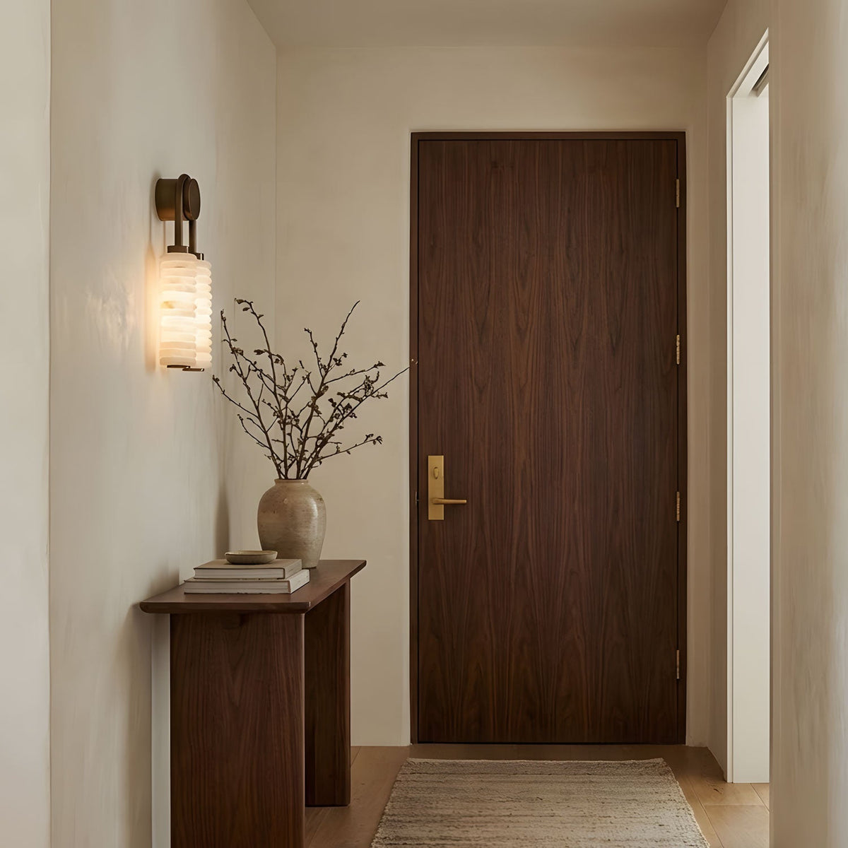 Calla Ribbed Alabaster Wall Light, Hardwired Wall Sconce, detail 11