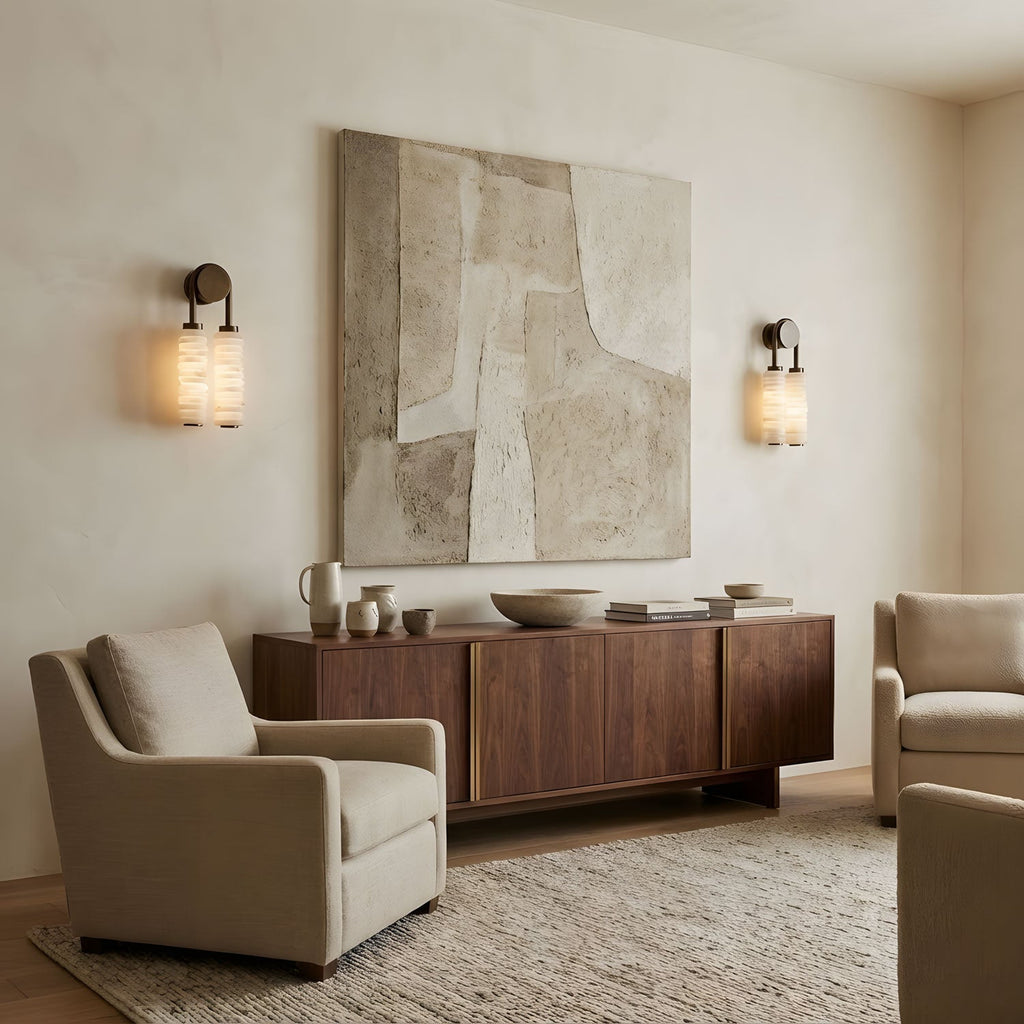 Calla Ribbed Alabaster Wall Light, Hardwired Wall Sconce, detail 10