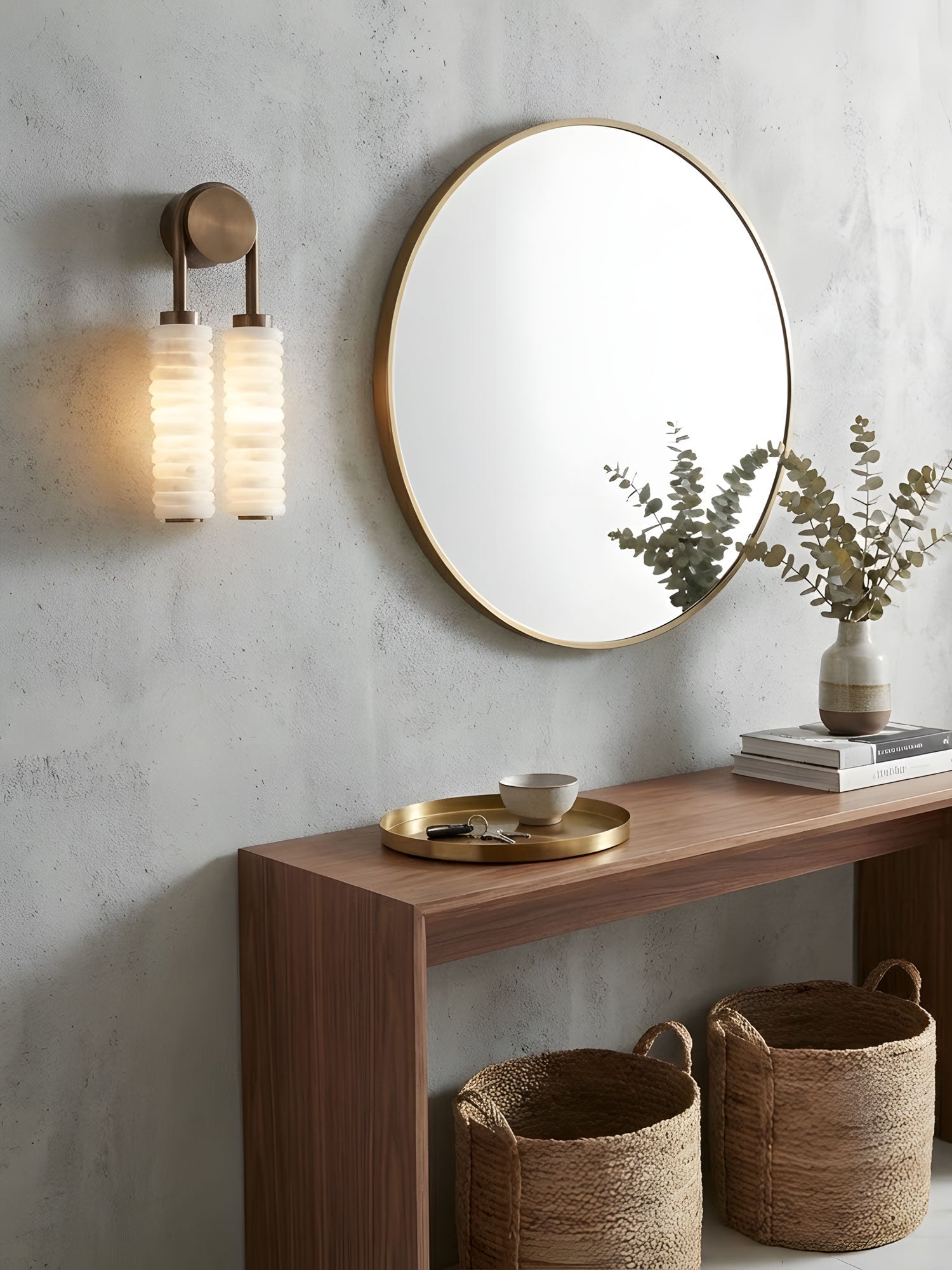 Calla Ribbed Alabaster Wall Light, Hardwired Wall Sconce, detail 13