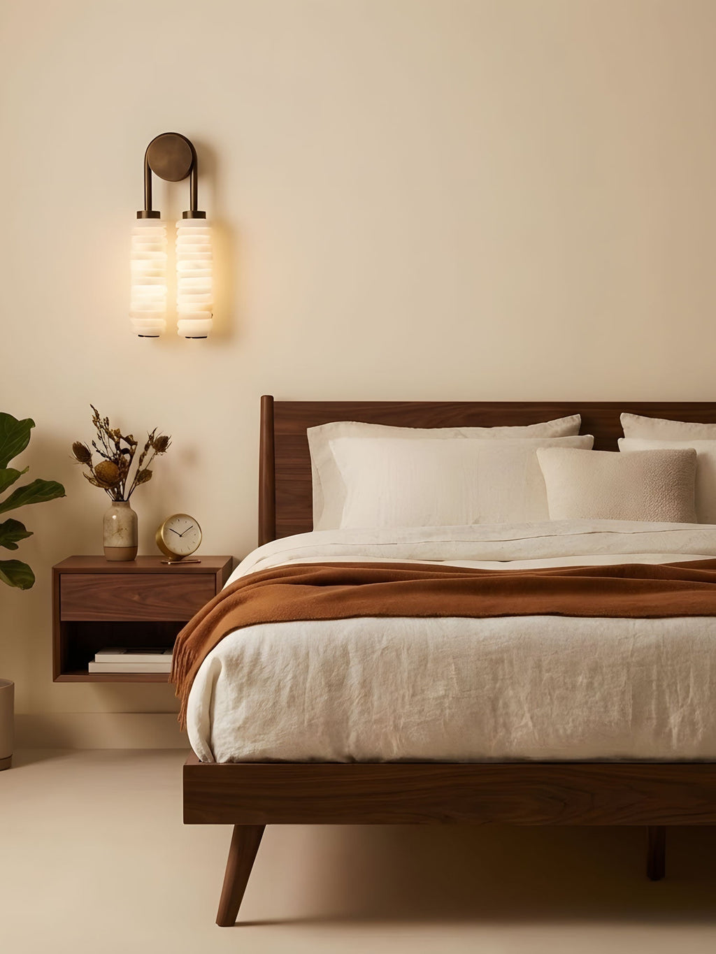 Calla Ribbed Alabaster Wall Light, Hardwired Wall Sconce, detail 8