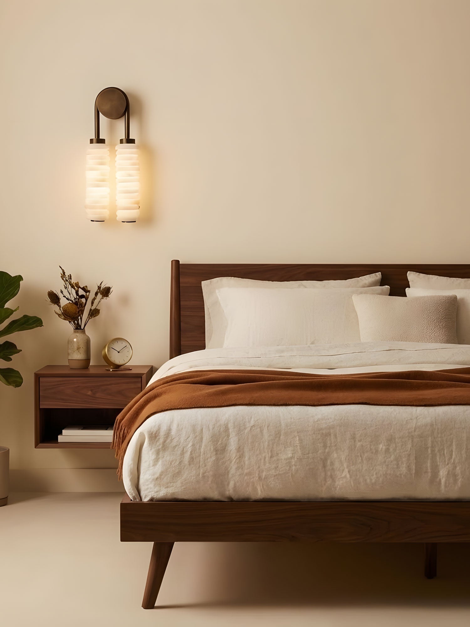 Calla Ribbed Alabaster Wall Light, Hardwired Wall Sconce, detail 8