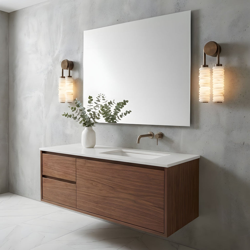 Calla Ribbed Alabaster Wall Light, Hardwired Wall Sconce, detail 12