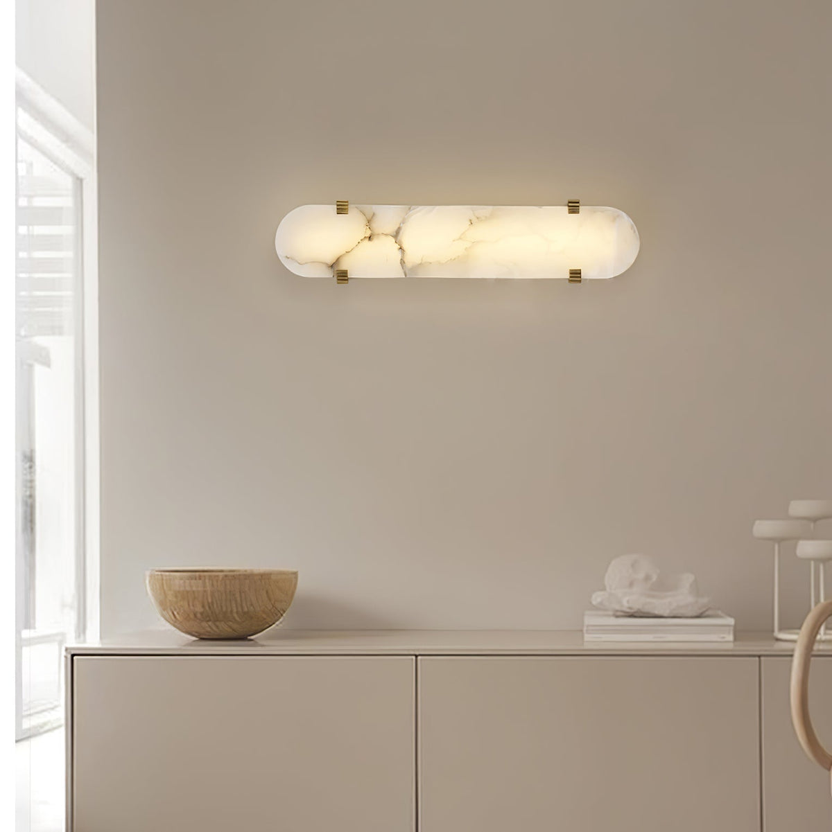 Calla Alabaster Wall Light, Hardwired Wall Sconce, detail 3
