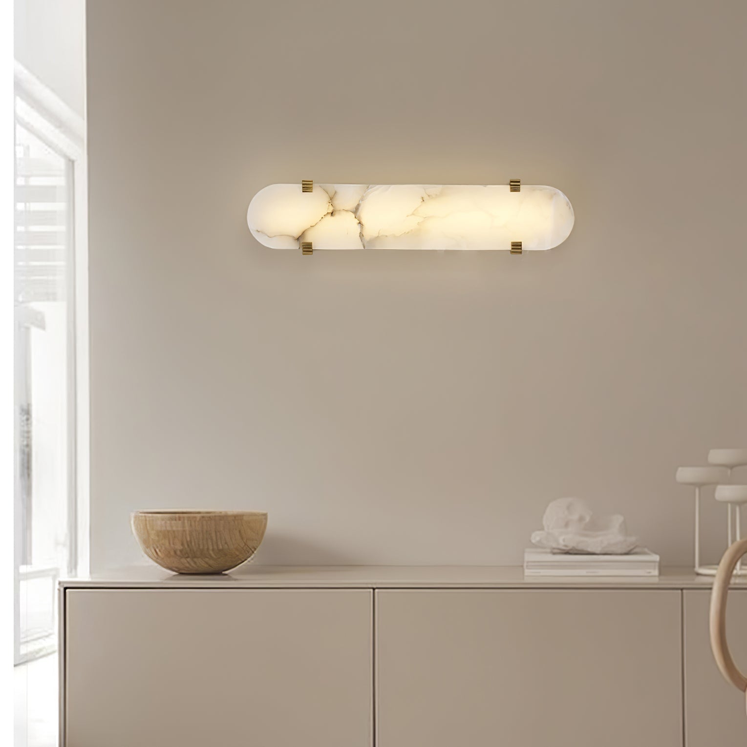 Calla Alabaster Wall Light, Hardwired Wall Sconce, detail 3