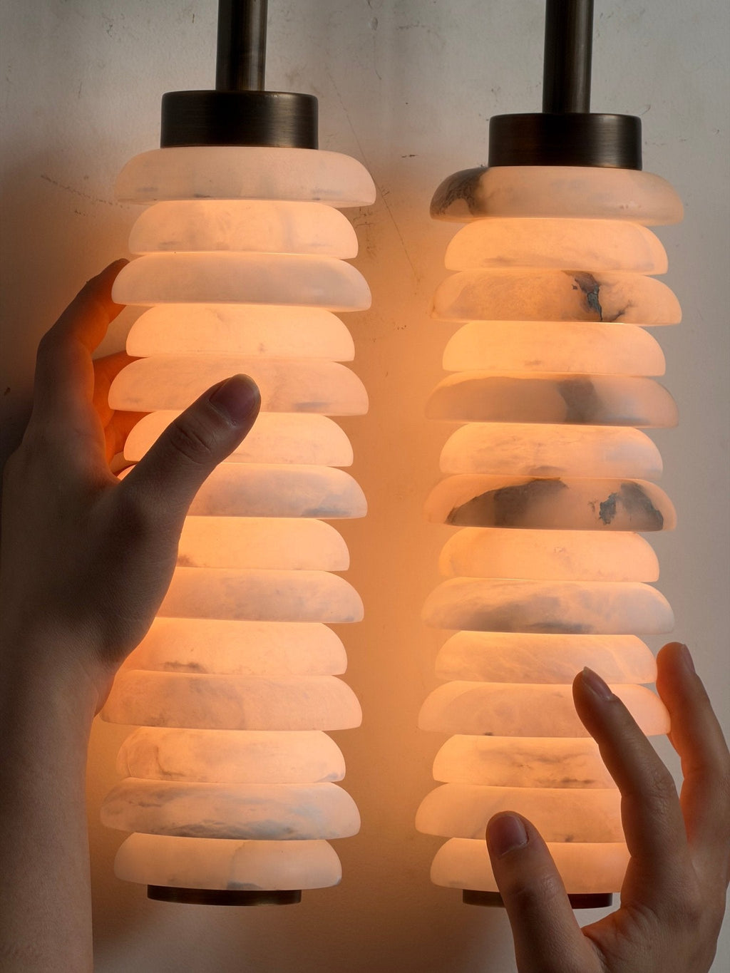 Calla Ribbed Alabaster Wall Light, Hardwired Wall Sconce, detail 41