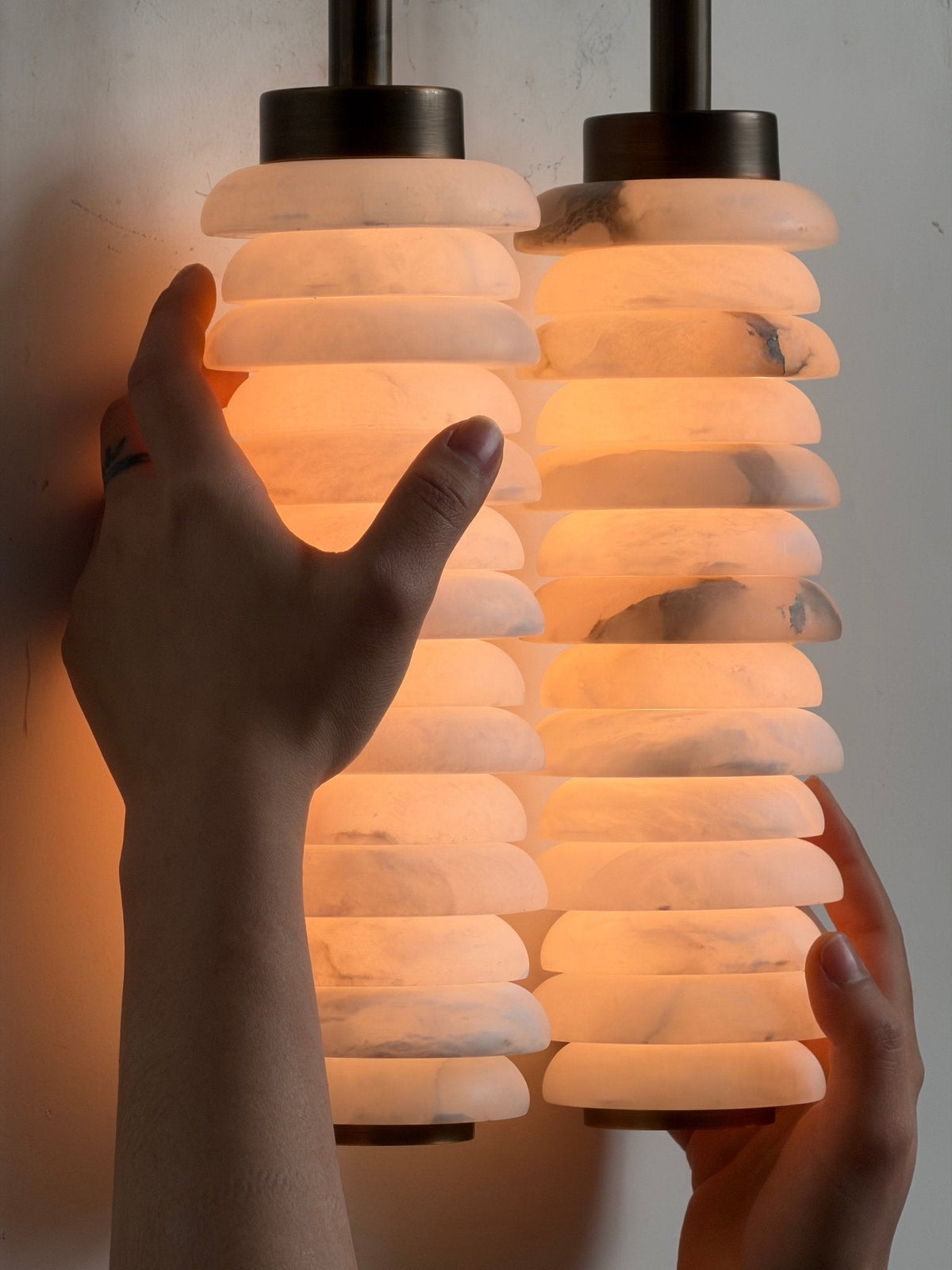 Calla Ribbed Alabaster Wall Light, Hardwired Wall Sconce, detail 42