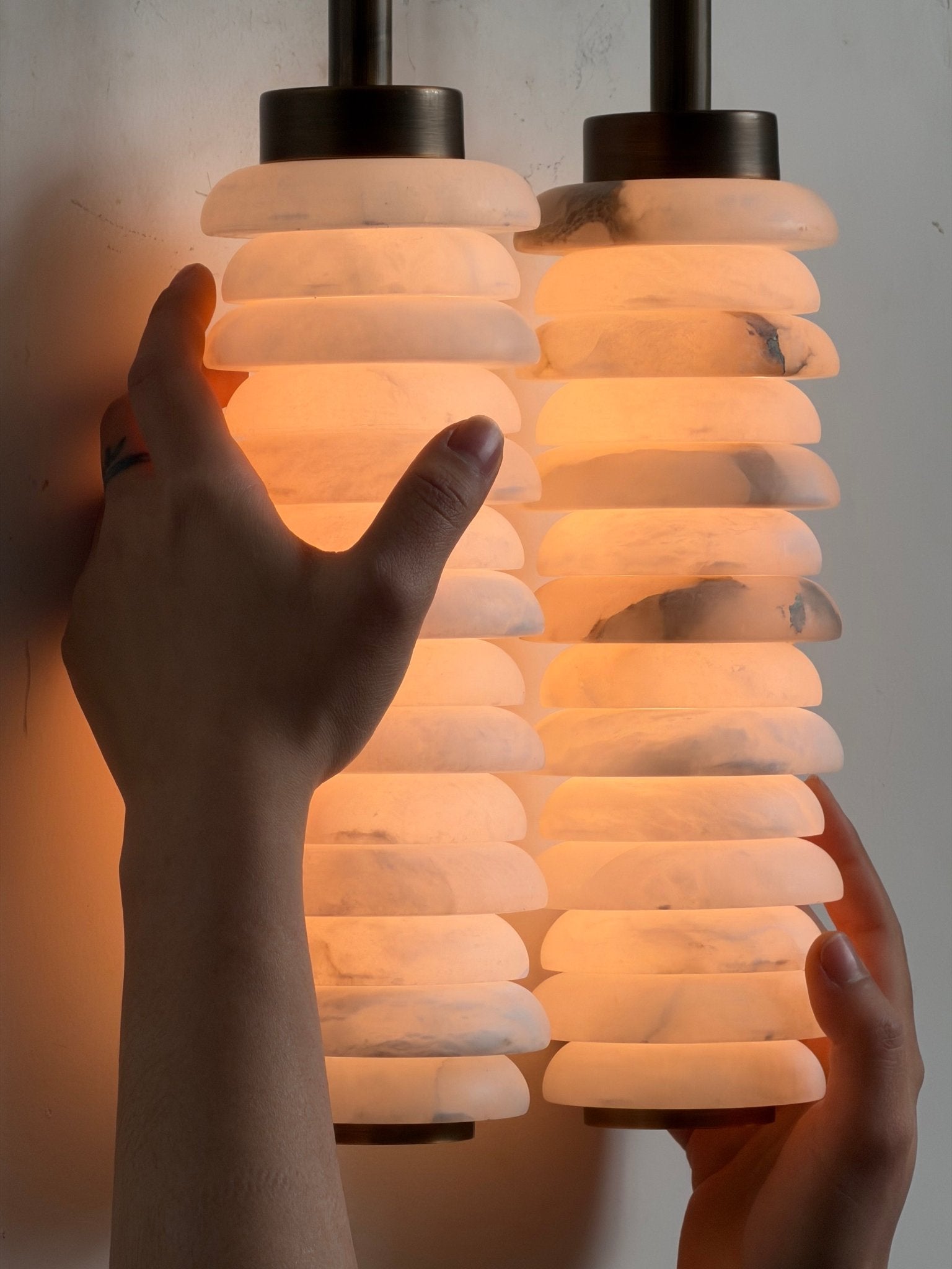 Calla Ribbed Alabaster Wall Light, Hardwired Wall Sconce, detail 42