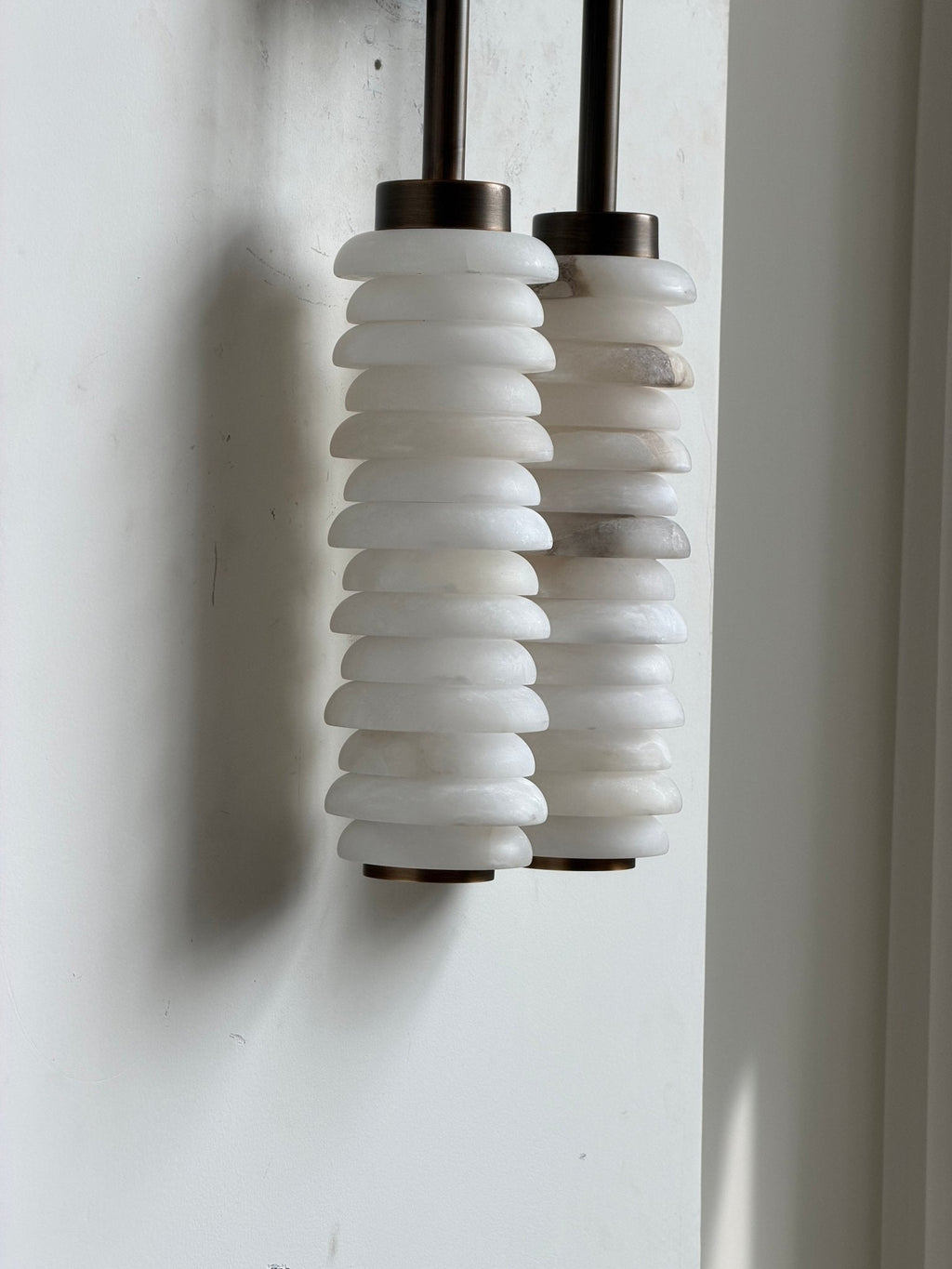 Calla Ribbed Alabaster Wall Light, Hardwired Wall Sconce, detail 44