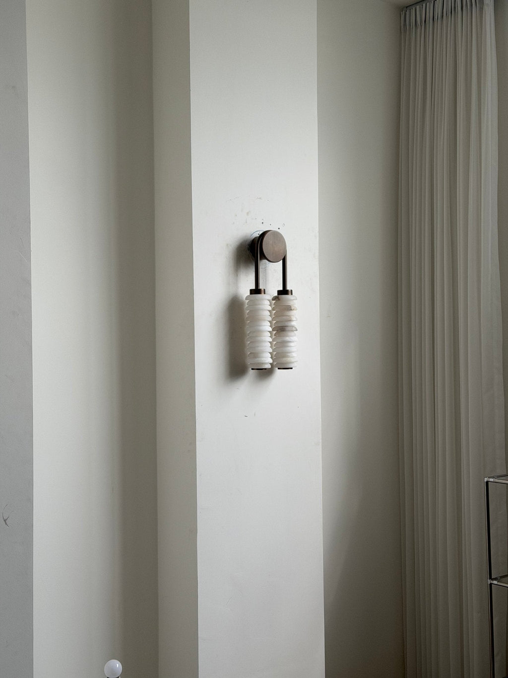 Calla Ribbed Alabaster Wall Light, Hardwired Wall Sconce, detail 45