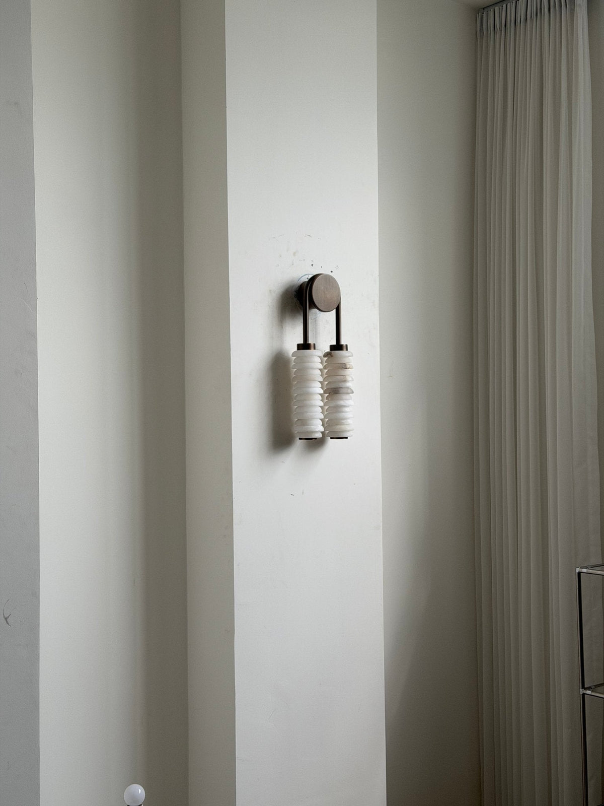 Calla Ribbed Alabaster Wall Light, Hardwired Wall Sconce, detail 45