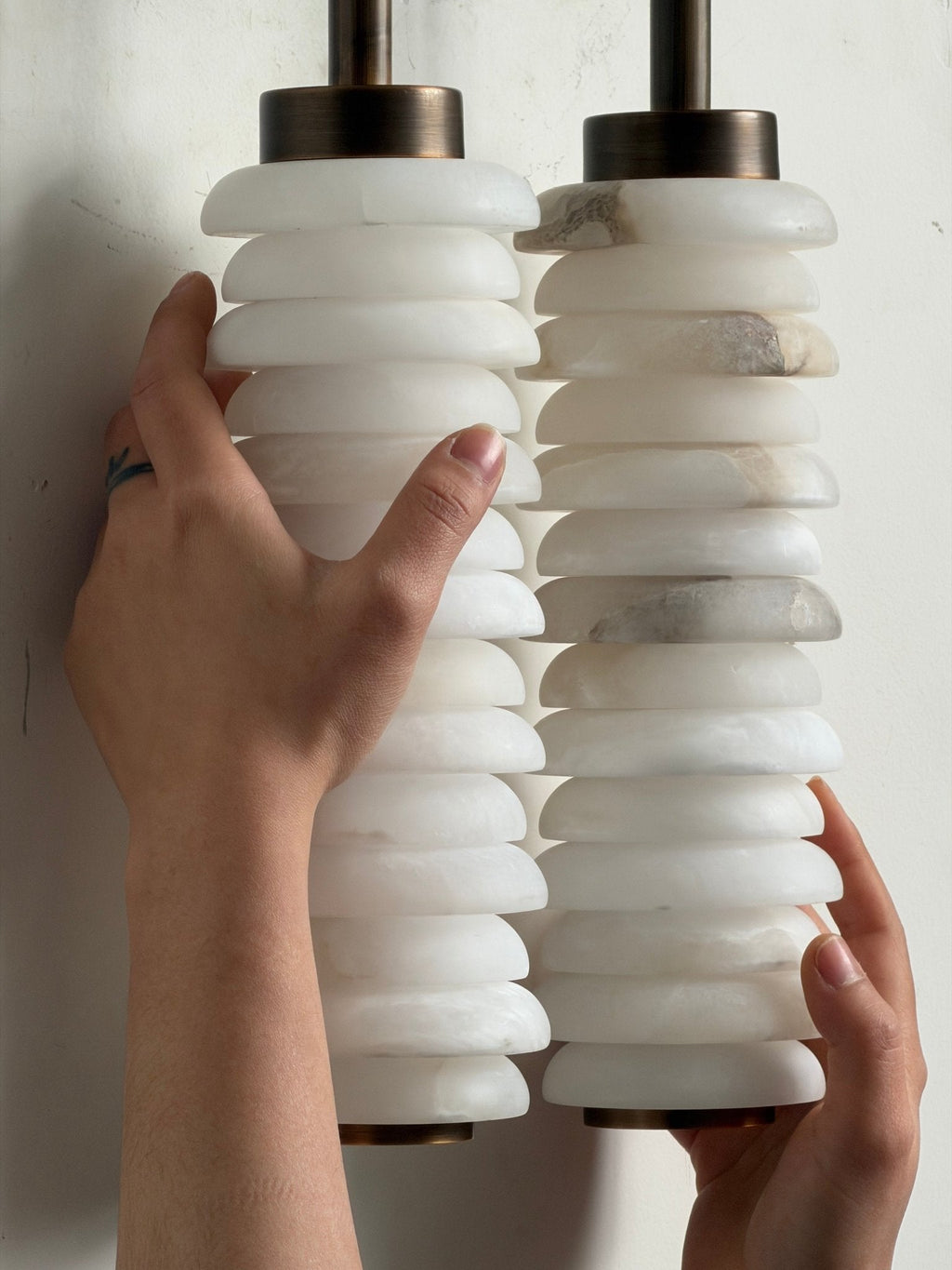 Calla Ribbed Alabaster Wall Light, Hardwired Wall Sconce, detail 46