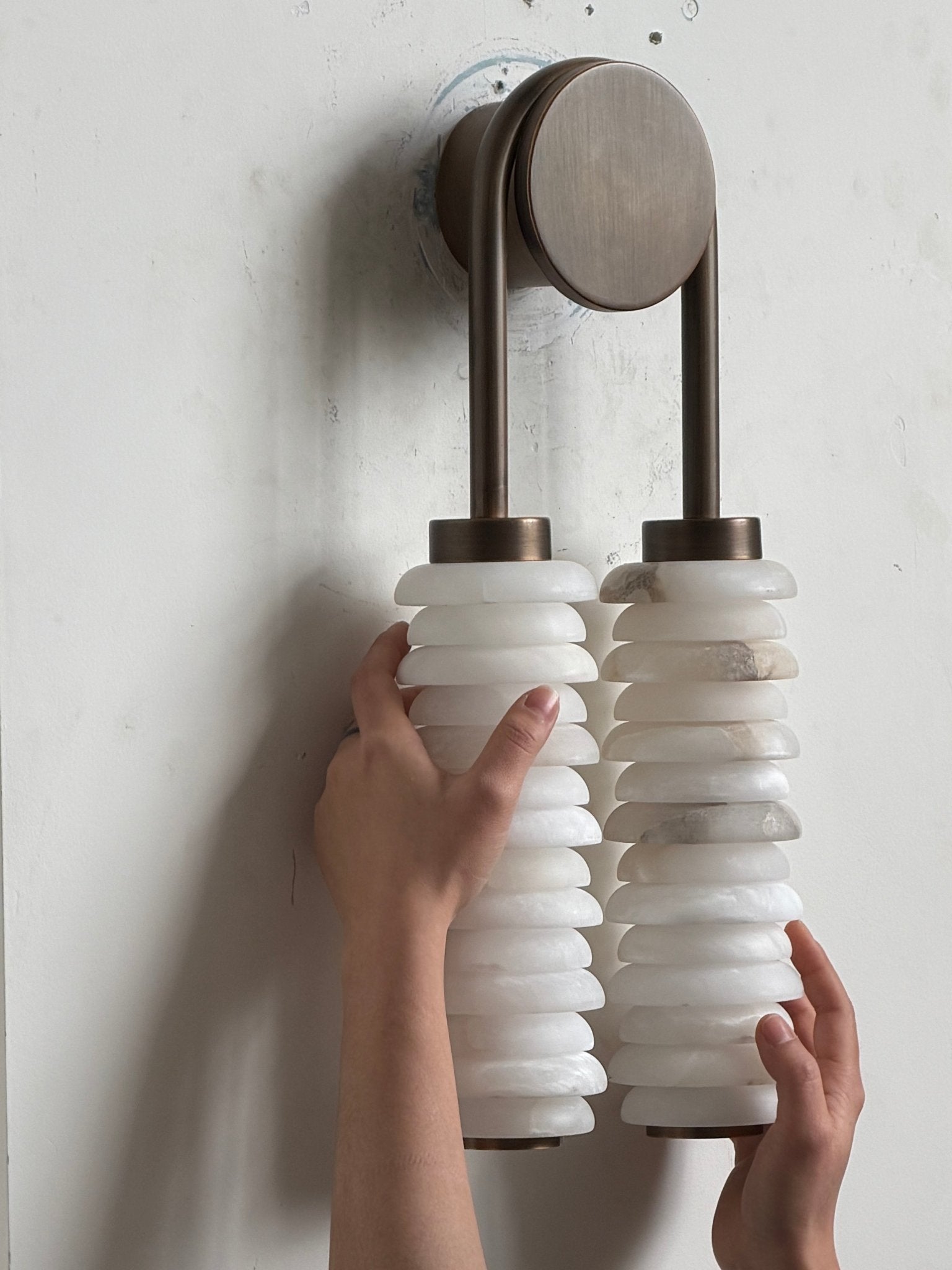 Calla Ribbed Alabaster Wall Light, Hardwired Wall Sconce, detail 47