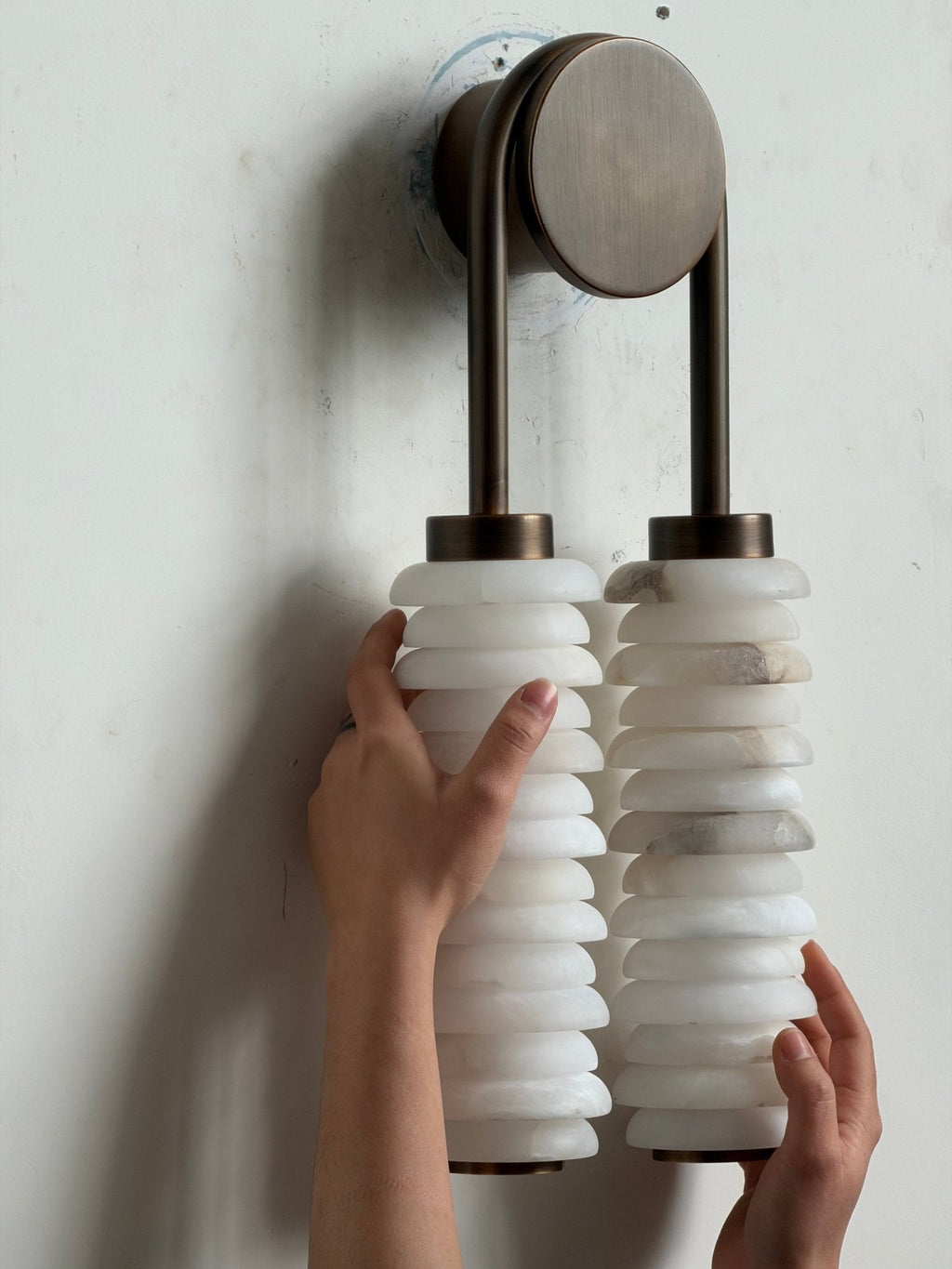 Calla Ribbed Alabaster Wall Light, Hardwired Wall Sconce, detail 48