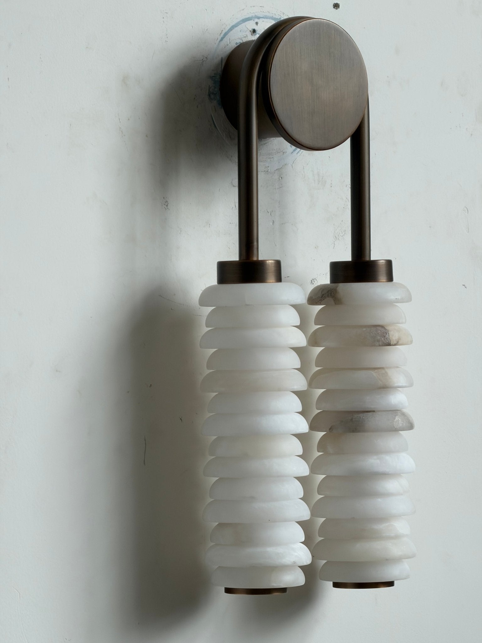 Calla Ribbed Alabaster Wall Light, Hardwired Wall Sconce, detail 49