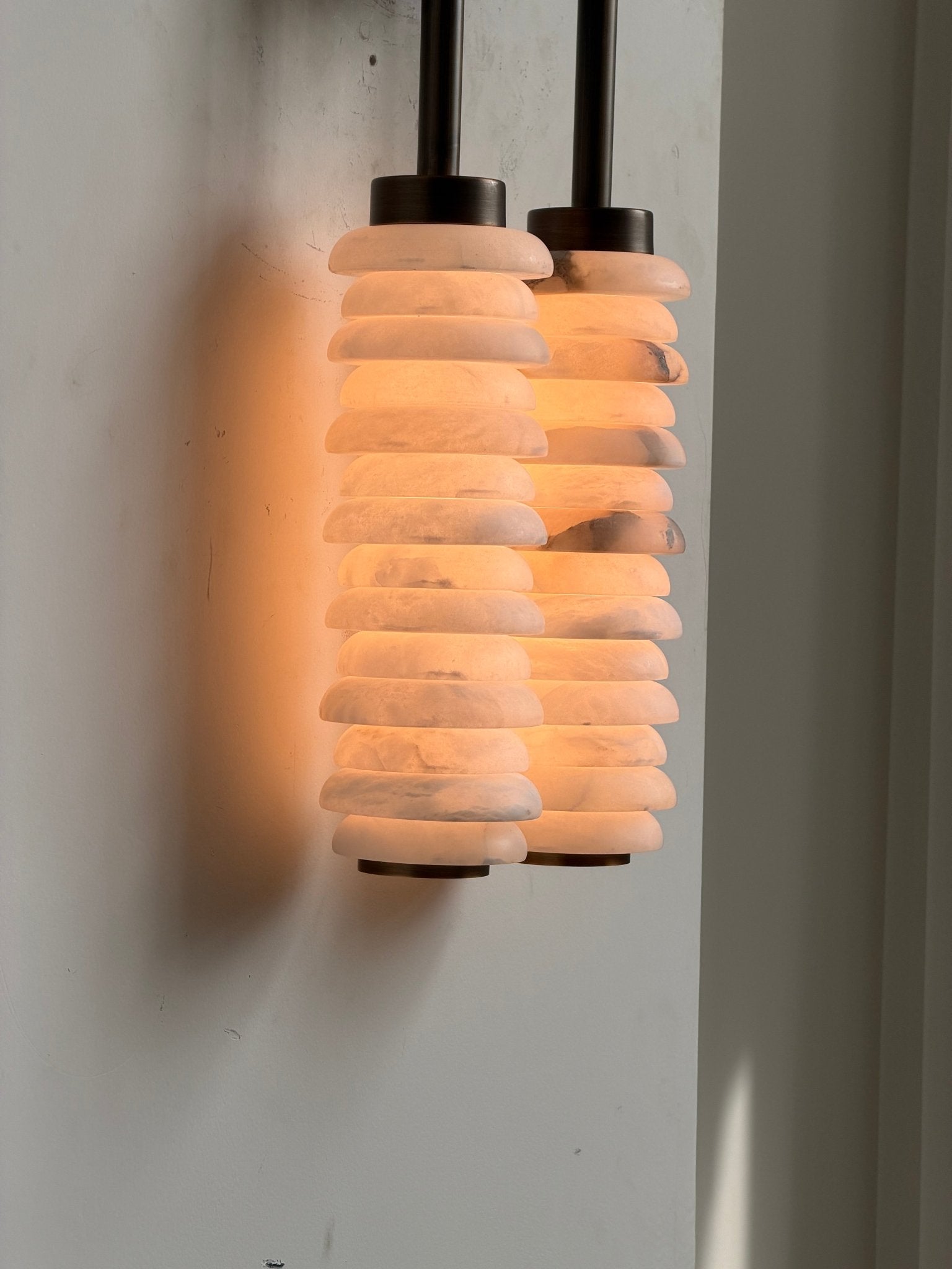 Calla Ribbed Alabaster Wall Light, Hardwired Wall Sconce, detail 33