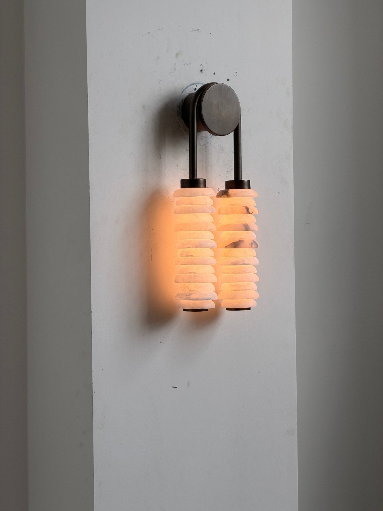 Calla Ribbed Alabaster Wall Light, Hardwired Wall Sconce, detail 51