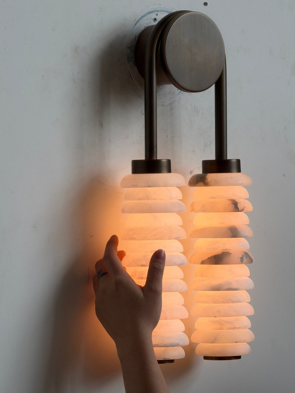 Calla Ribbed Alabaster Wall Light, Hardwired Wall Sconce, detail 34