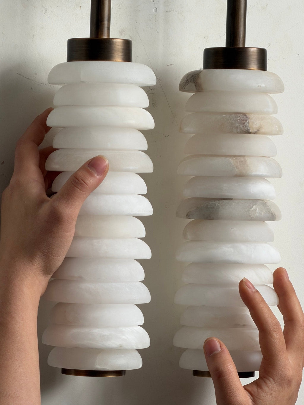 Calla Ribbed Alabaster Wall Light, Hardwired Wall Sconce, detail 35