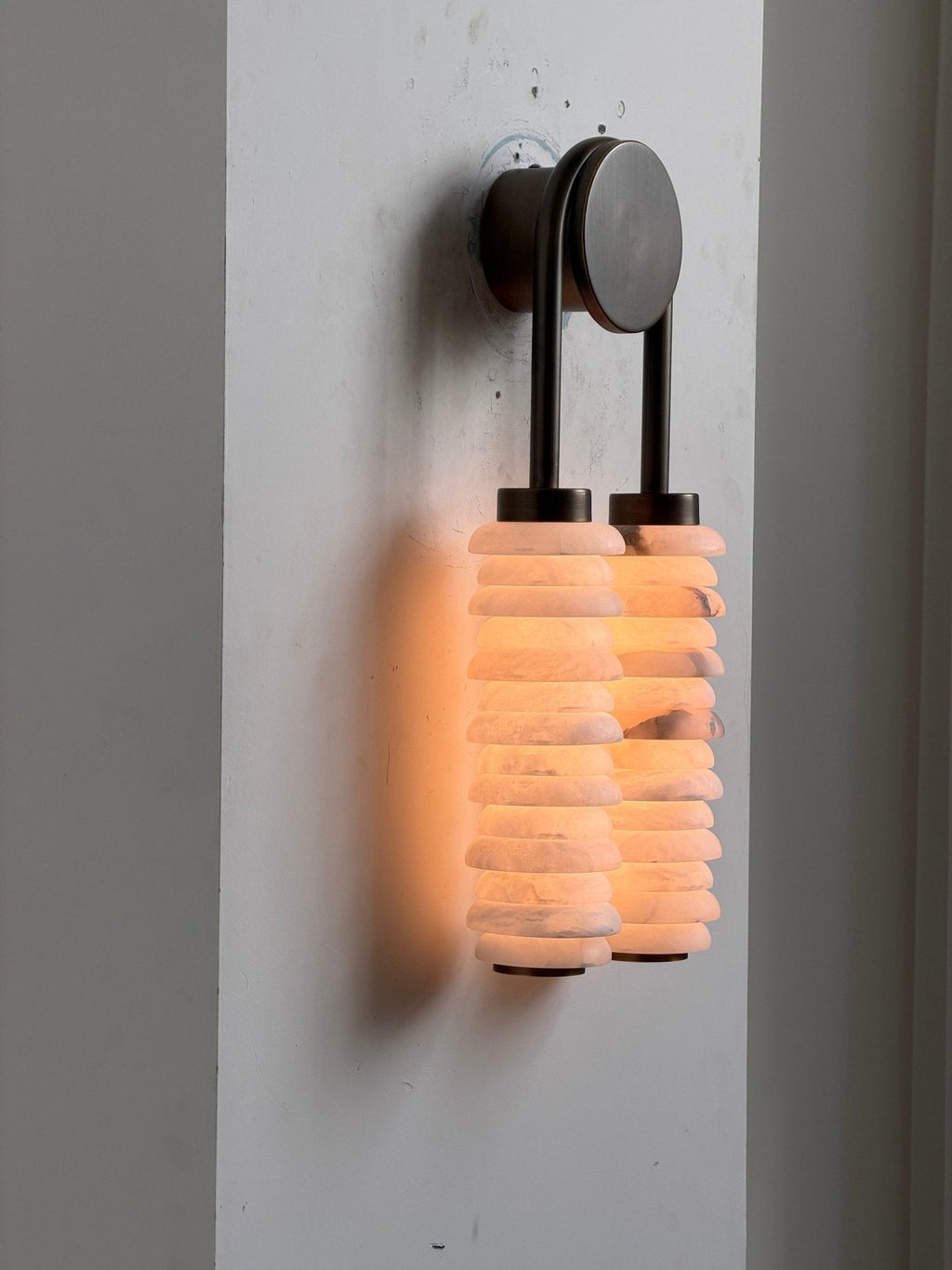 Calla Ribbed Alabaster Wall Light, Hardwired Wall Sconce, detail 36