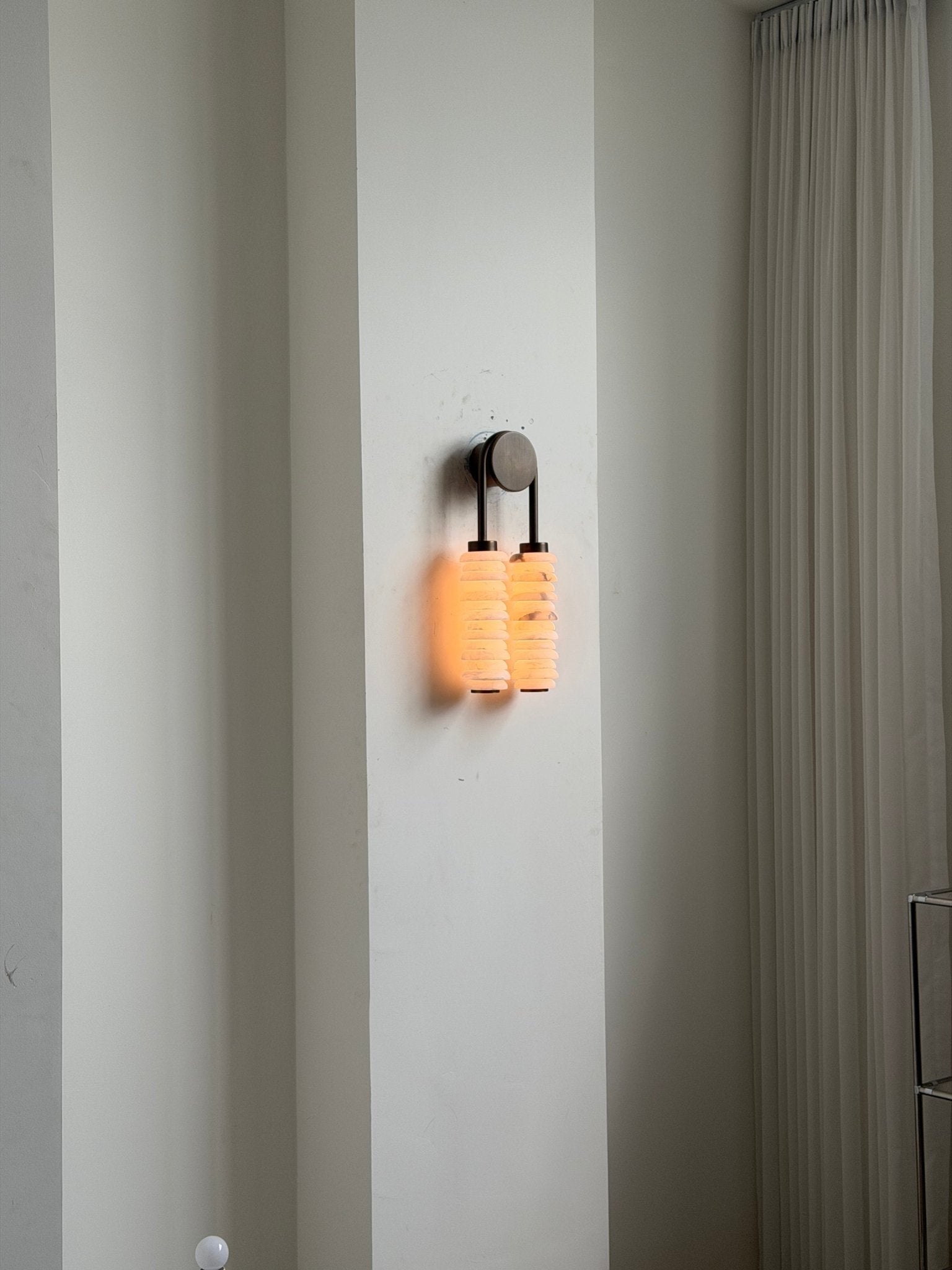 Calla Ribbed Alabaster Wall Light, Hardwired Wall Sconce, detail 37