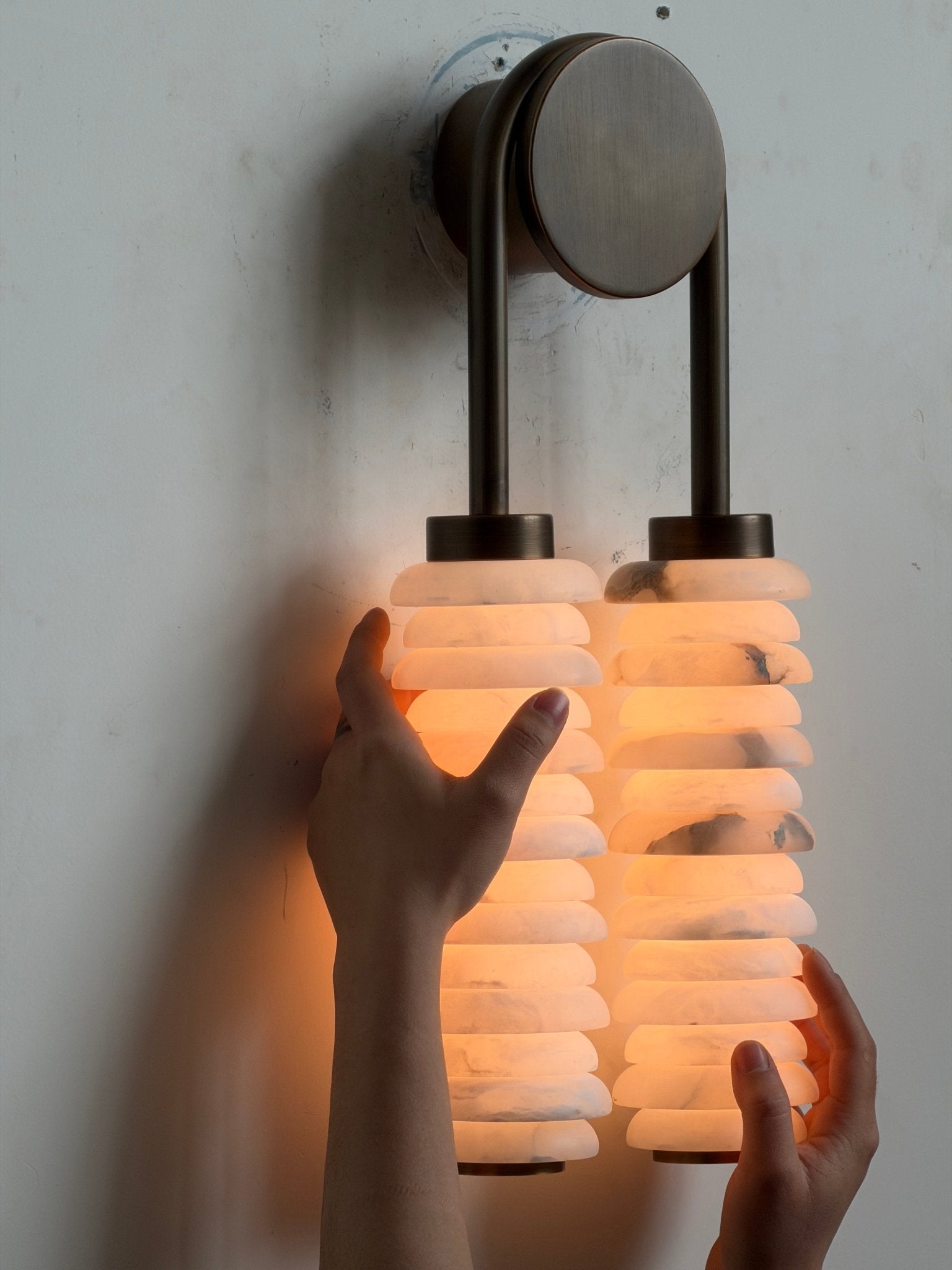 Calla Ribbed Alabaster Wall Light, Hardwired Wall Sconce, detail 40