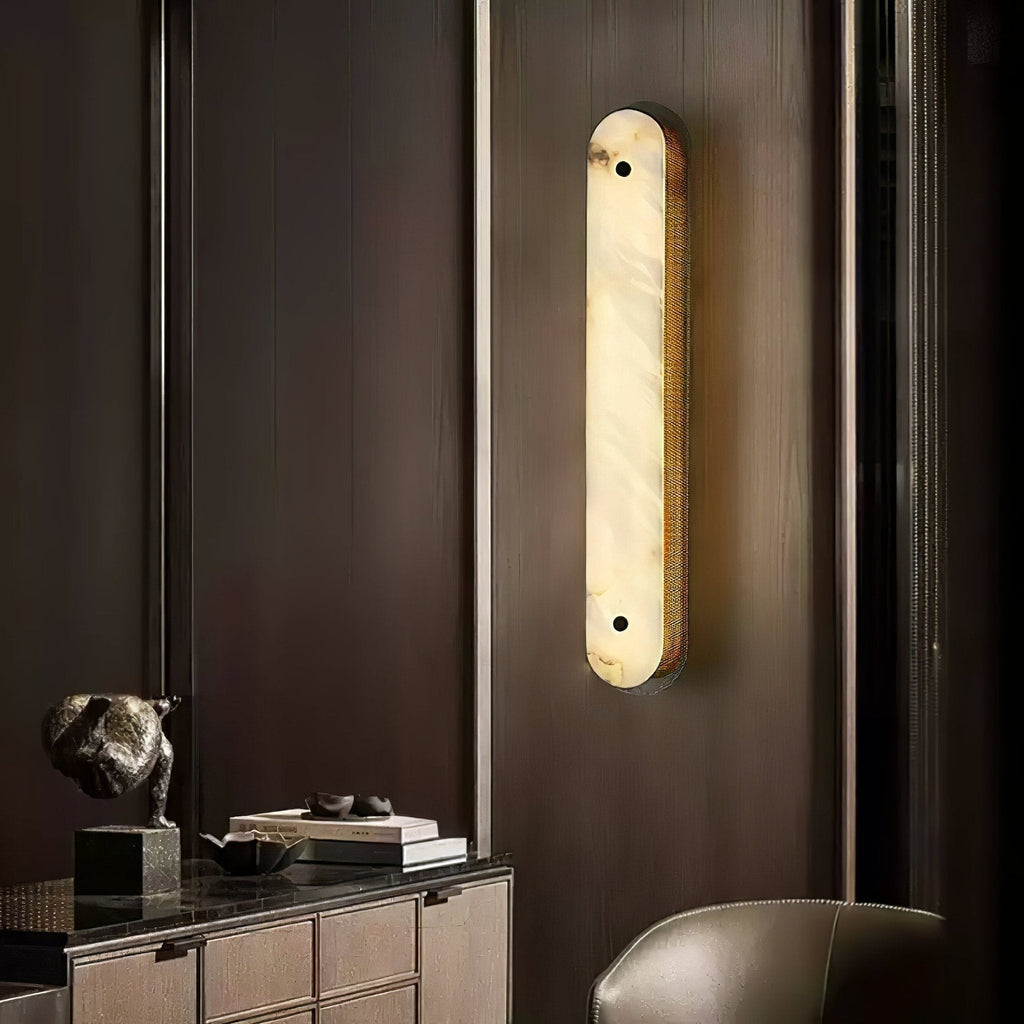 Calyxon Alabaster Wall Light - Dia 10cm x H 40cm Metal, Hardwired Wall Sconce, detail 4