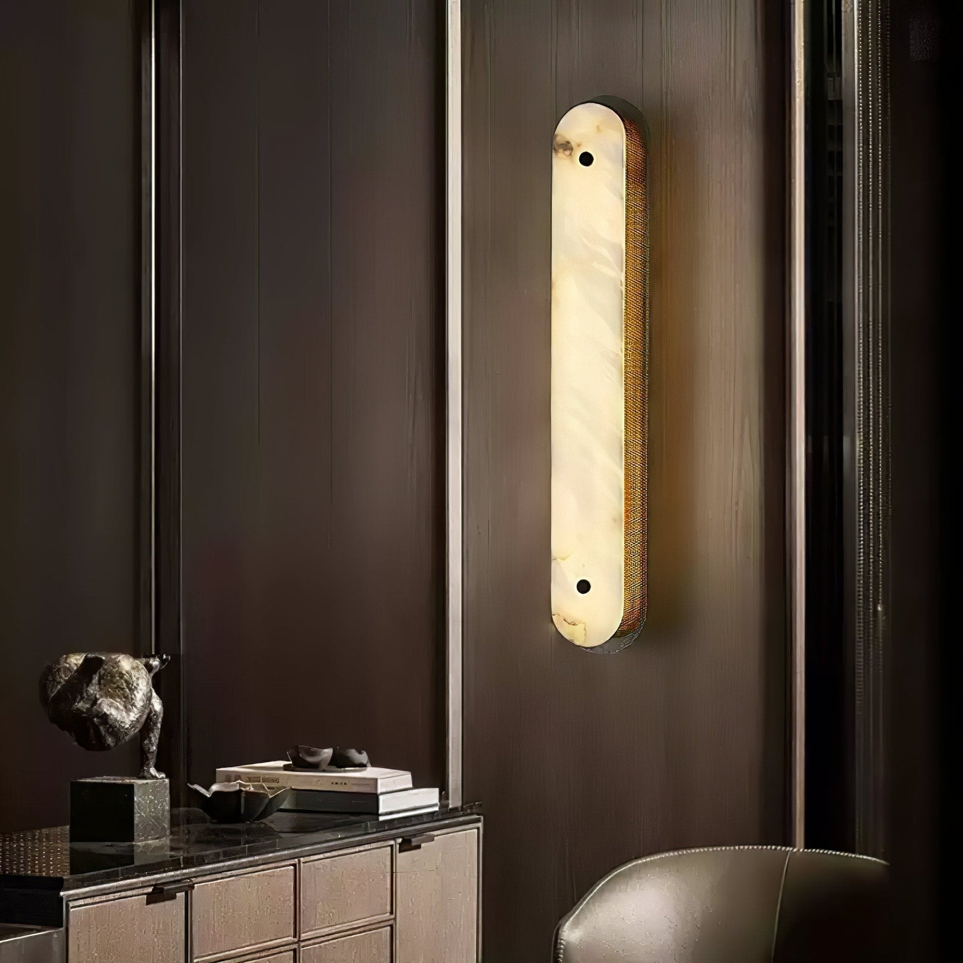 Calyxon Alabaster Wall Light - Dia 10cm x H 40cm Metal, Hardwired Wall Sconce, detail 4