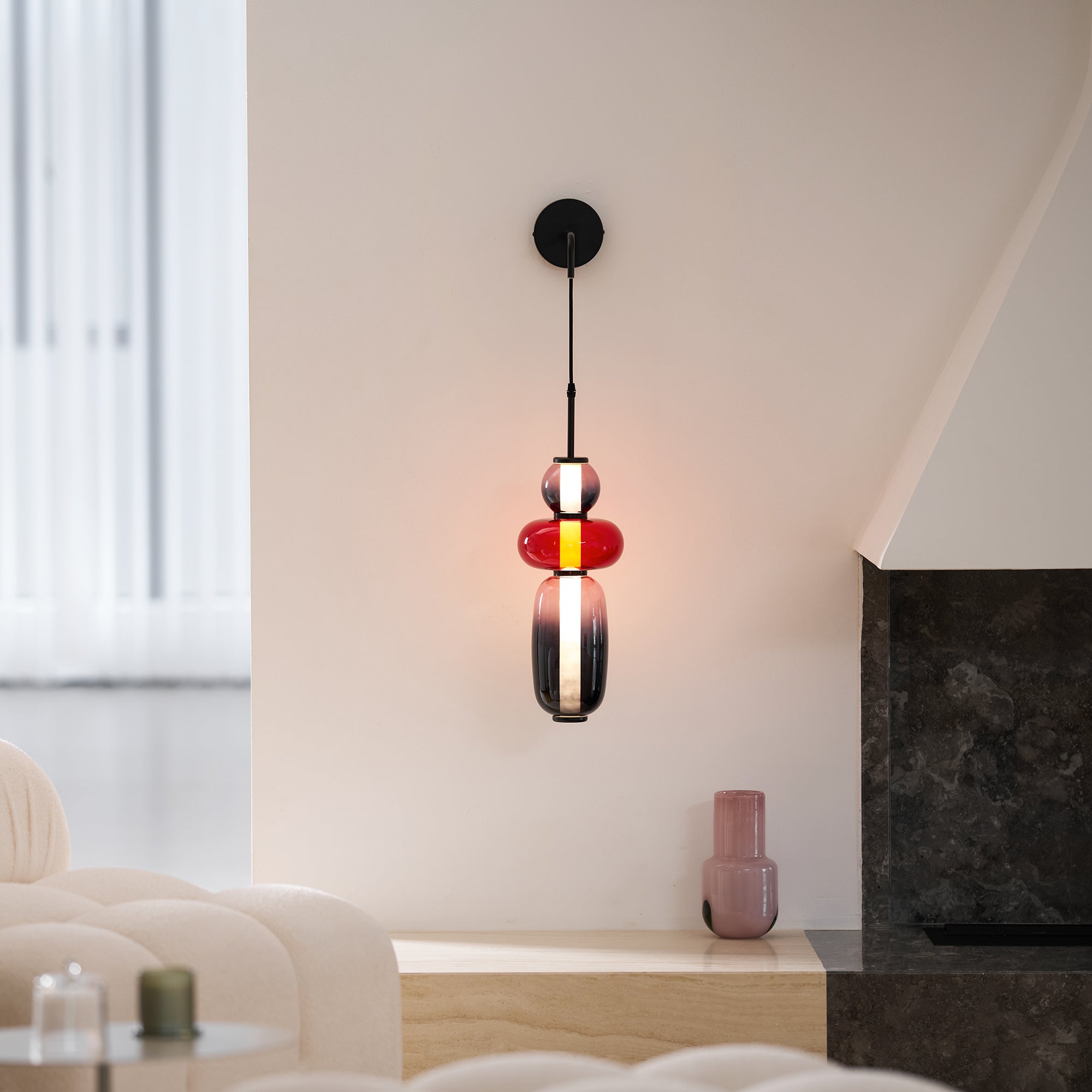 Candied Glass Wall Light, Hardwired Wall Sconce, detail 23
