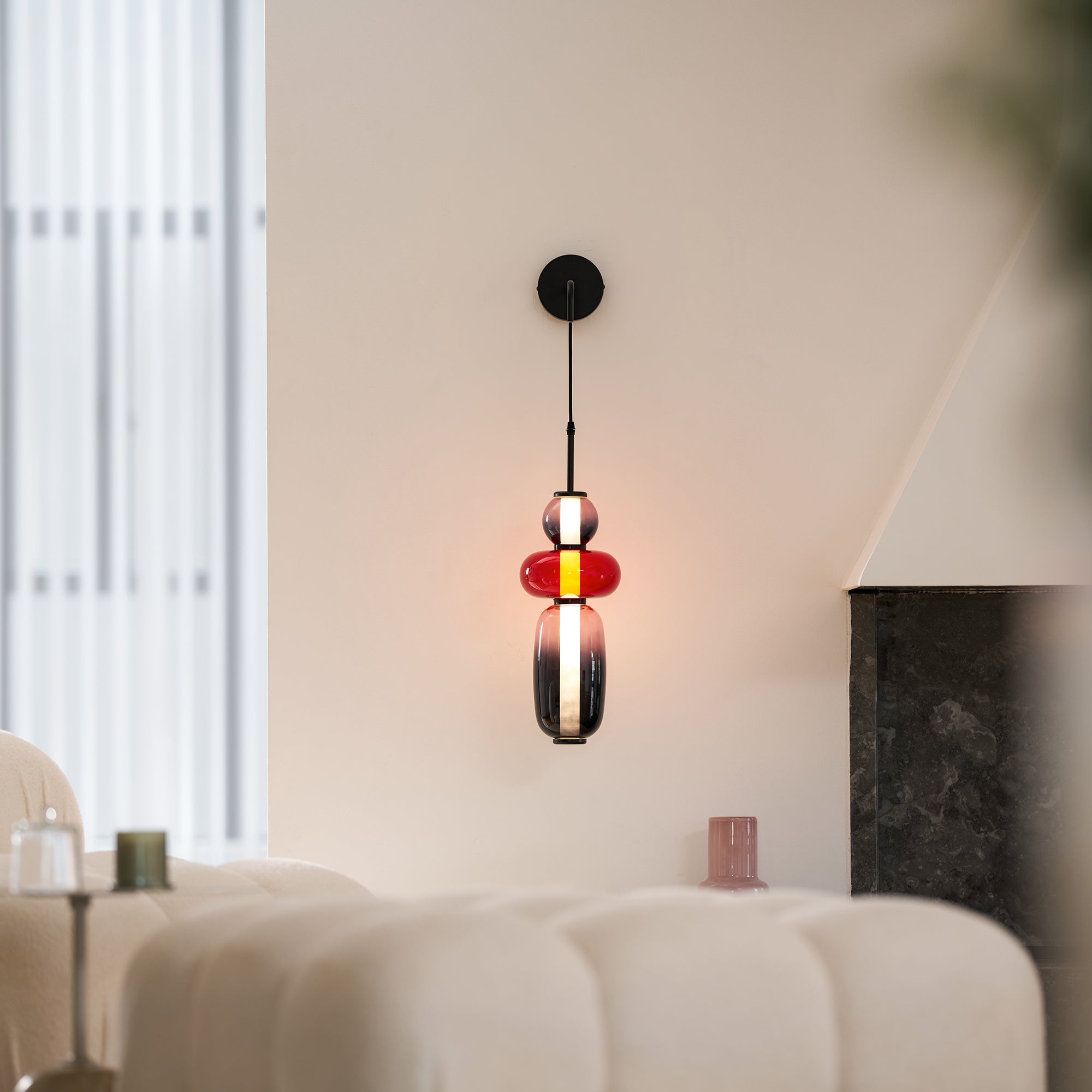 Candied Glass Wall Light, Hardwired Wall Sconce, detail 3