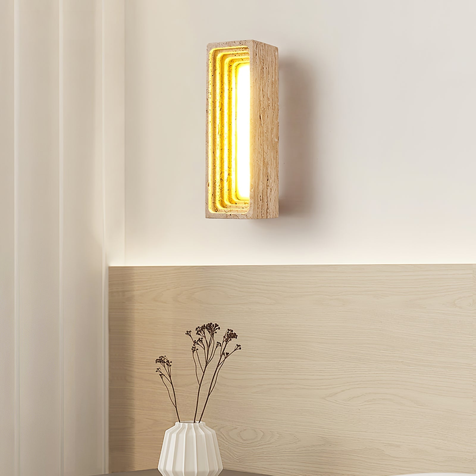 Canyon Travertine Wall Light, Hardwired Wall Sconce, detail 4