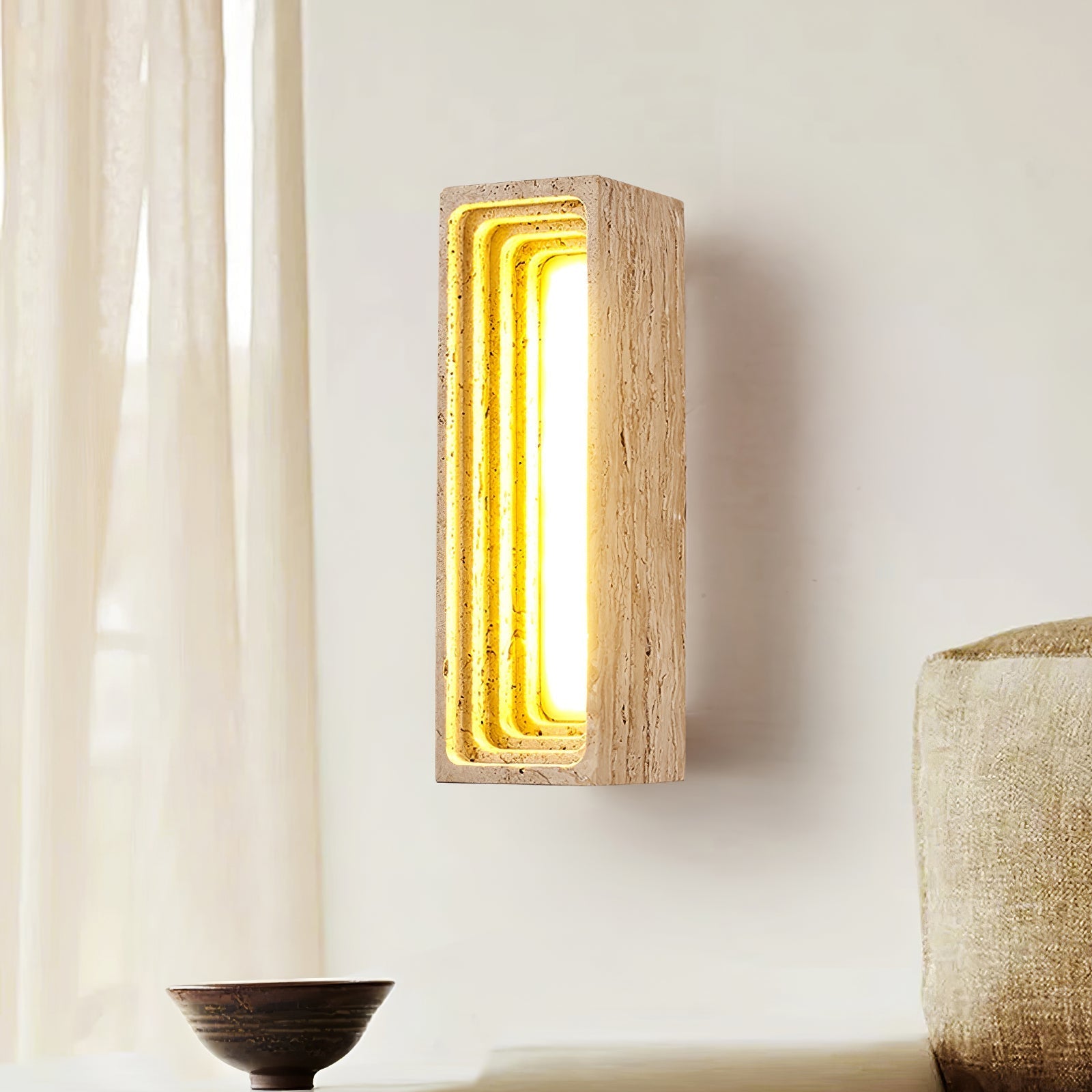 Canyon Travertine Wall Light, Hardwired Wall Sconce, detail 3