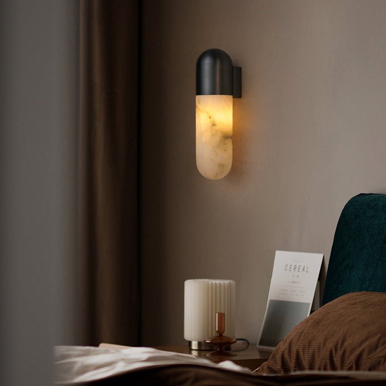 Capsule Alabaster Wall Light, Hardwired Wall Sconce, detail 2