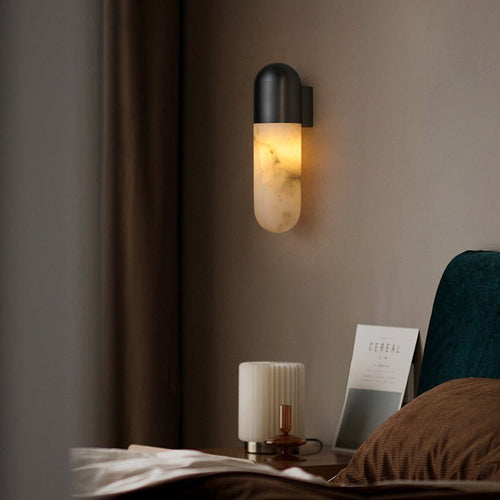 Capsule Alabaster Wall Light, Hardwired Wall Sconce, detail 2