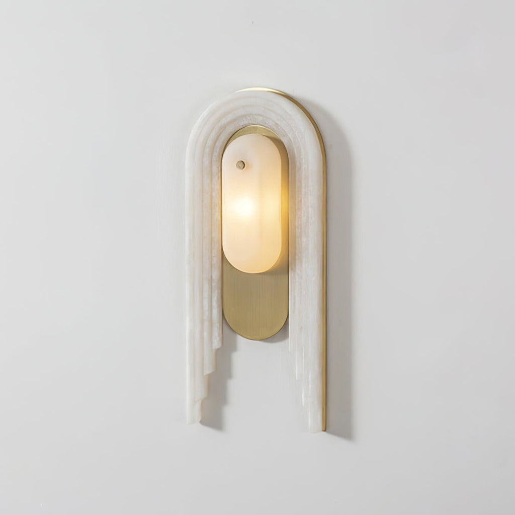 Cascada Alabaster Wall Light - Dia 18cm x H 40cm Metal, Hardwired Wall Sconce