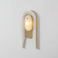 Cascada Alabaster Wall Light - Dia 18cm x H 40cm Metal, Hardwired Wall Sconce