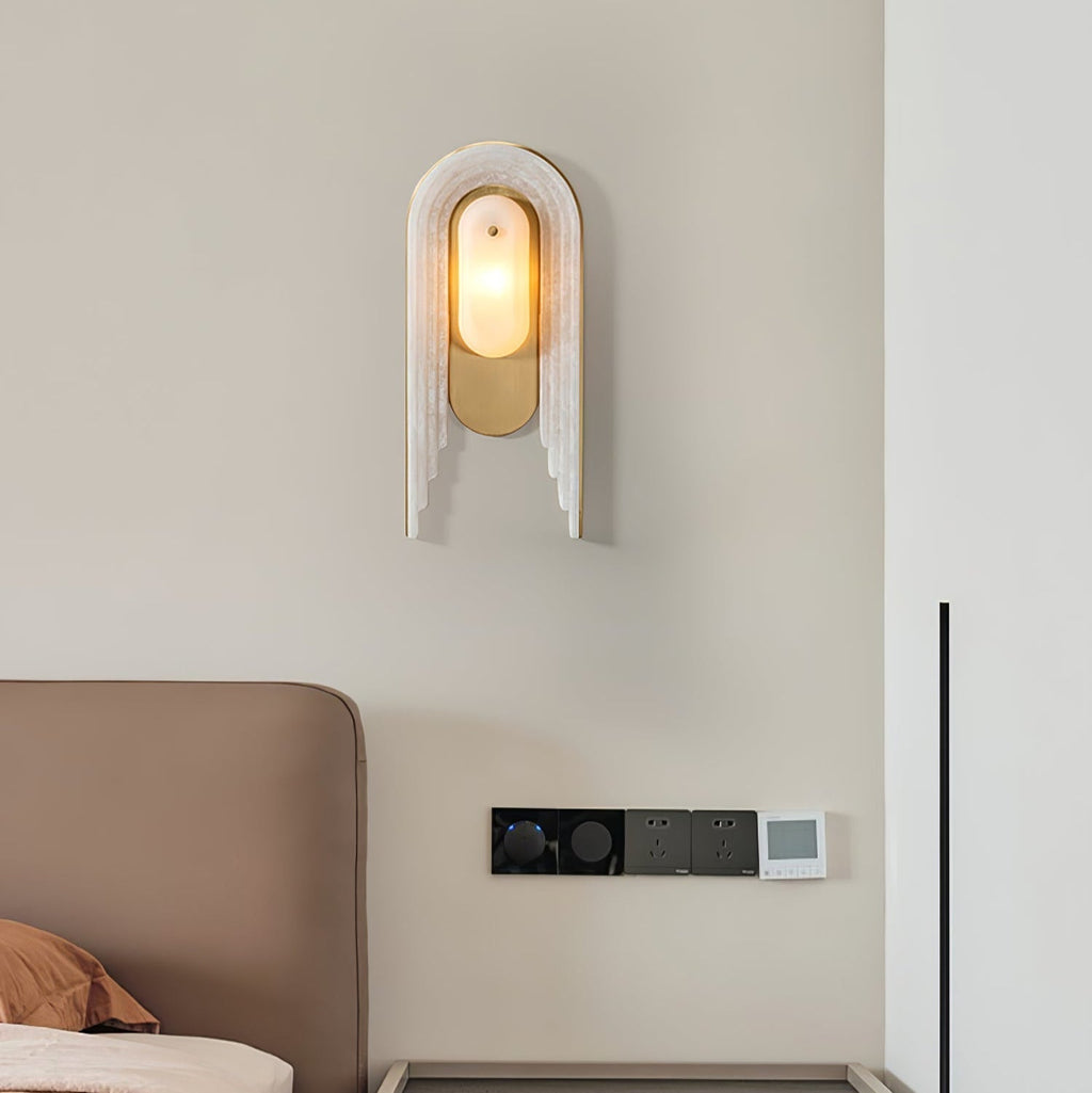 Cascada Alabaster Wall Light - Dia 18cm x H 40cm Metal, Hardwired Wall Sconce, detail 4