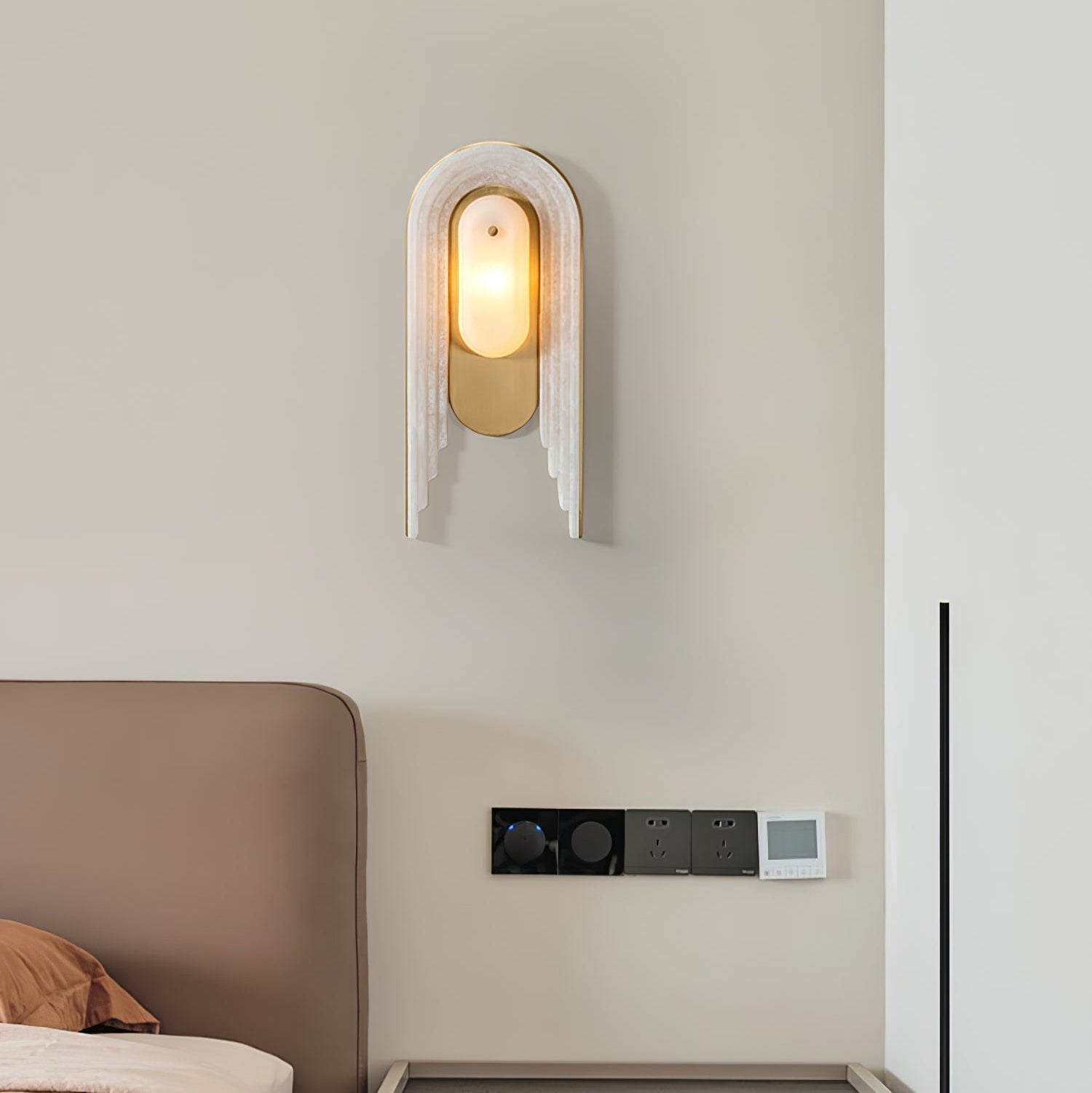 Cascada Alabaster Wall Light - Dia 18cm x H 40cm Metal, Hardwired Wall Sconce, detail 4