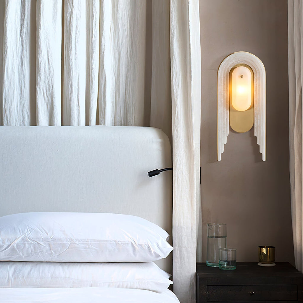 Cascada Alabaster Wall Light - Dia 18cm x H 40cm Metal, Hardwired Wall Sconce, detail 5